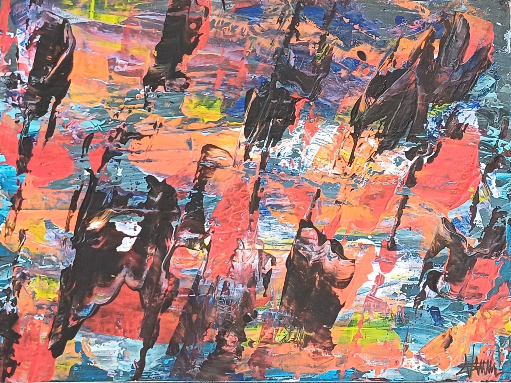 "Regate" by Sébastien Vernier (acrylique sur toile cartonnée, 30x40 cm). For sale 90 €.
